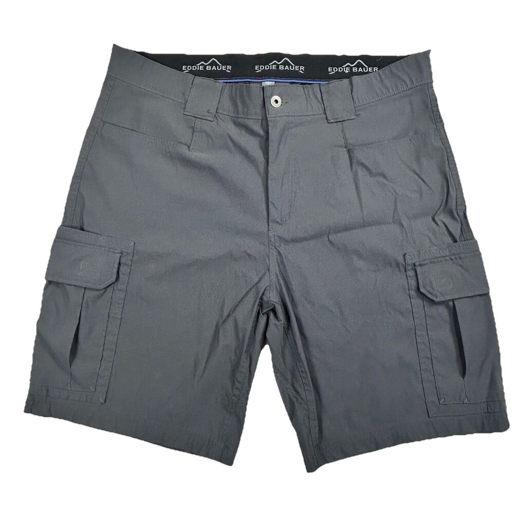 Eddie Bauer Cargo Shorts Mens 40 Gray Stretch Mid-Rise Hiking Outdoors Camping